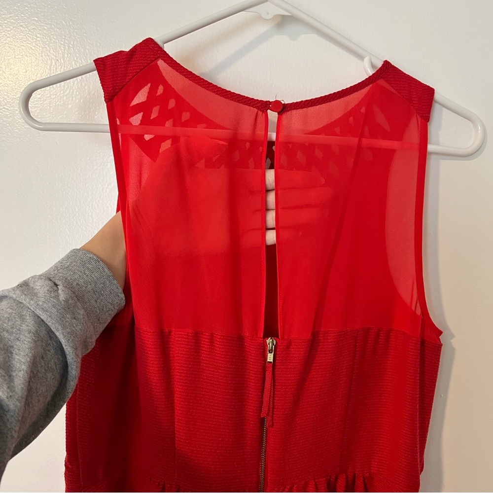Maeve Anthropologie Red Lattice Dress - Picture 4 of 8